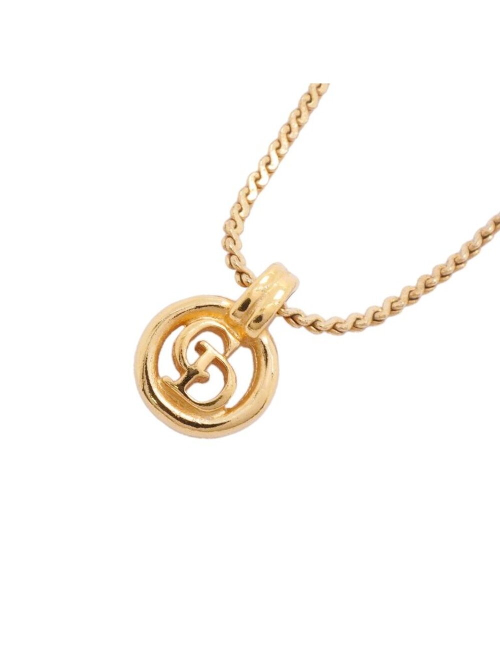 Dior Necklace CD Logo Round Circle Gold Plated